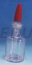 BOTTLE, DROPPING BOTTLE WITH RUBBER TEAT, DROPPING PIPETTE GROUND INTO BOTTLE NECK, AMBER.